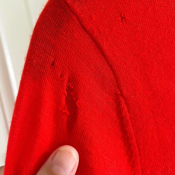 Victoria Beckham Red Blue White Crew Neck Sweater Stripe Longsleeve Top Large 10 - Picture 9 of 12